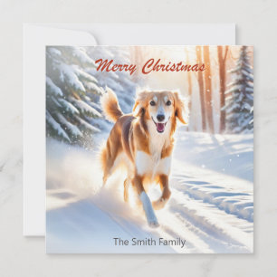Saluki Hund im Schnee Frohe Weihnachtskarte Feiertagskarte