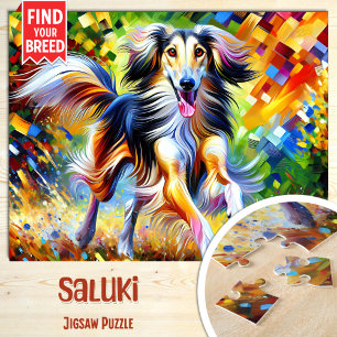 Saluki-Hundeporträt Acryl-Kunst Druck Hundeliebhab