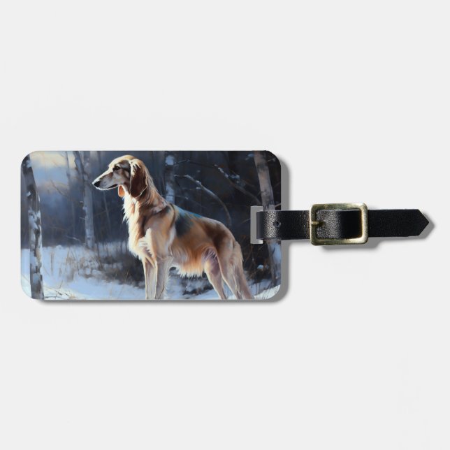 Saluki Let It Schnee Weihnachten Gepäckanhänger (Vorderseite horizontal)