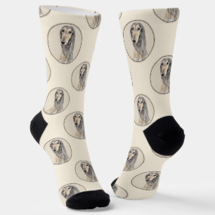 Saluki Painting Fawn Sable Niedlich Original Hunde Socken