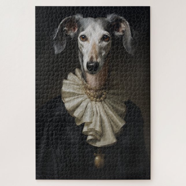 Saluki Portrait Pearls und Colcar (Vertikal)