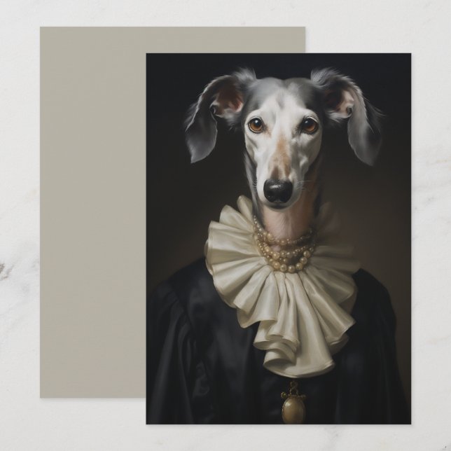 Saluki Portrait Pearls und Colcar Einladung (Vorne/Hinten)