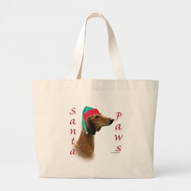Saluki Santa Paws Jumbo Stoffbeutel (Vorne)