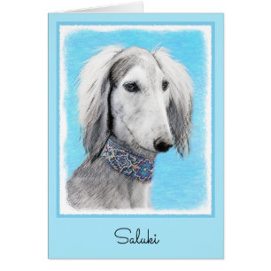 Saluki (Silber) Malerei - Niedliche Original Hunde