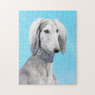 Saluki (Silber) Malerei - Niedliche Original Hunde