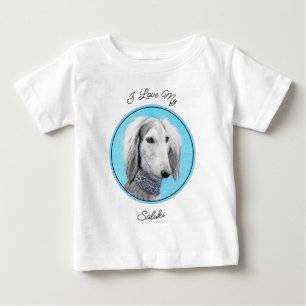 Saluki (Silber) Malerei - Niedliche Original Hunde Baby T-shirt