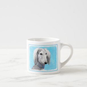 Saluki (Silber) Malerei - Niedliche Original Hunde Espressotasse