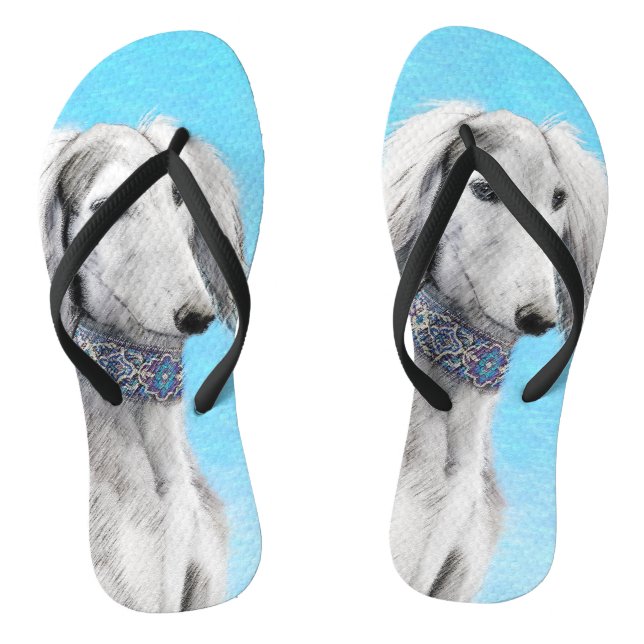 Saluki (Silber) Malerei - Niedliche Original Hunde Flip Flops (Fußbett)