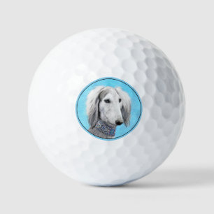 Saluki (Silber) Malerei - Niedliche Original Hunde Golfball