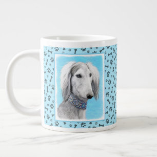 Saluki (Silber) Malerei - Niedliche Original Hunde Jumbo-Tasse