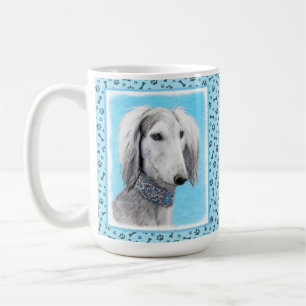 Saluki (Silber) Malerei - Niedliche Original Hunde Kaffeetasse