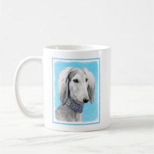 Saluki (Silber) Malerei - Niedliche Original Hunde Kaffeetasse