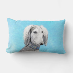 Saluki (Silber) Malerei - Niedliche Original Hunde Lendenkissen