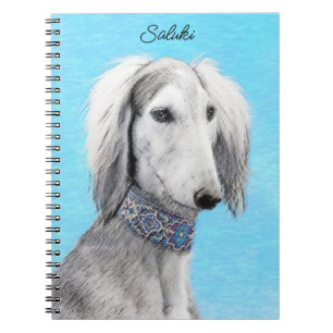 Saluki (Silber) Malerei - Niedliche Original Hunde Notizblock