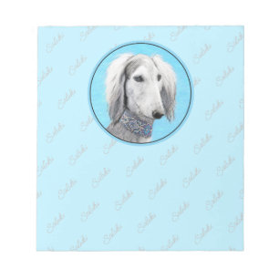 Saluki (Silber) Malerei - Niedliche Original Hunde Notizblock