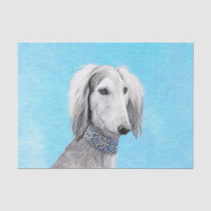 Saluki (Silber) Malerei - Niedliche Original Hunde Seidenpapier