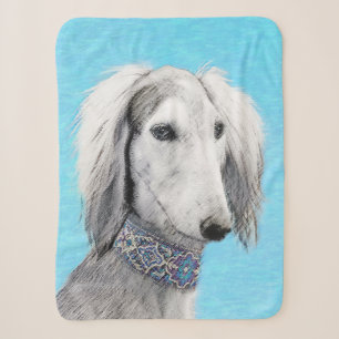 Saluki (Silber) Malerei - Niedliche Original Hunde Sherpadecke
