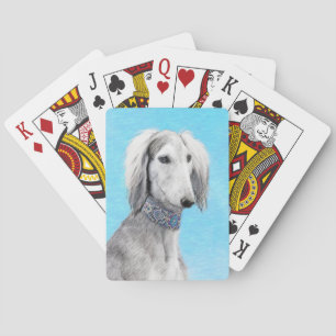 Saluki (Silber) Malerei - Niedliche Original Hunde Spielkarten