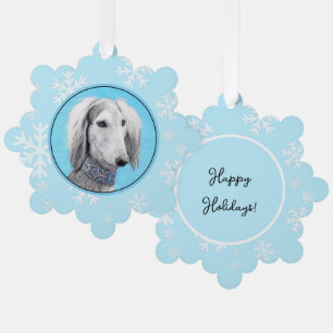 Saluki (Silber) Malerei - Süße originelle Hundekun Ornament Karte