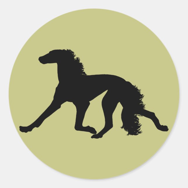 Saluki-Silhouette Runder Aufkleber (Vorderseite)
