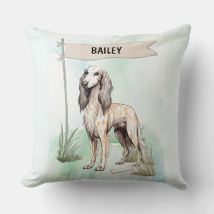 Saluki-Wasserfarbe Personalisierte Hund Kissen