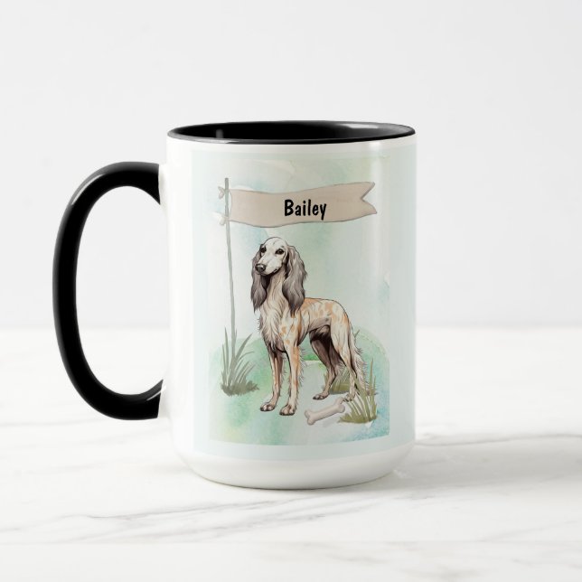Saluki Watercolor Personalized Dog Tasse (Links)