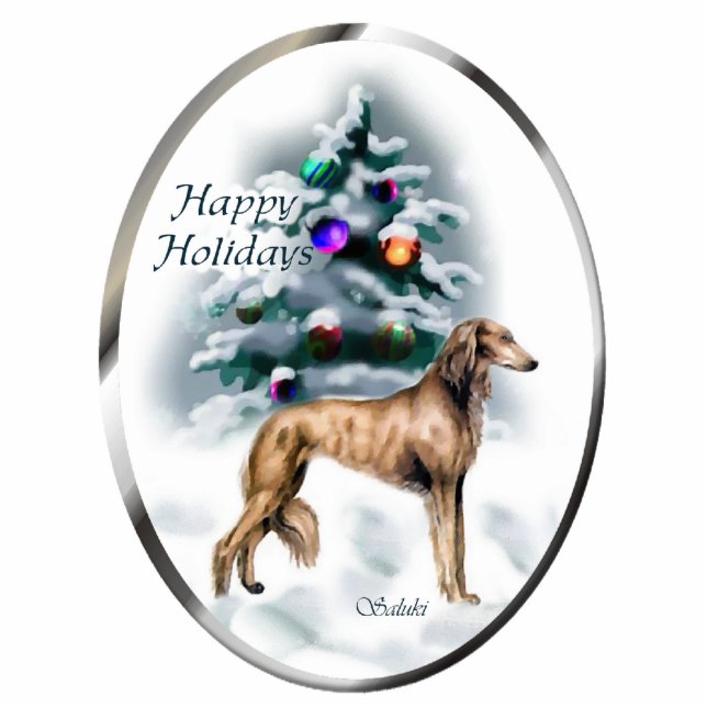 Saluki Weihnachtsgeschenke Ornament Fotoskulptur Ornament (Vorne)