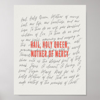 Salut, affiche de prière de la reine sainte