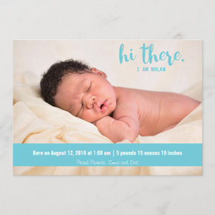 Salut bébé garçon bleu faire-part de naissance