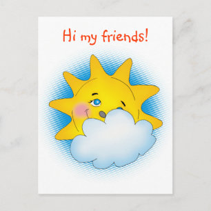 Salut mes amis ! - modèle de carte postale