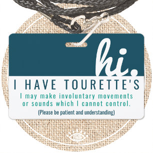 salut syndrome de tourette patience badge pvc
