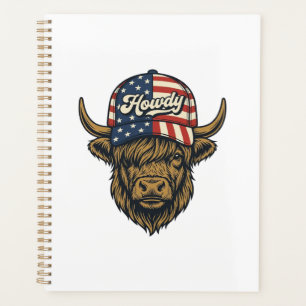 Salut Vache Highland Patriotique Design Western Vi