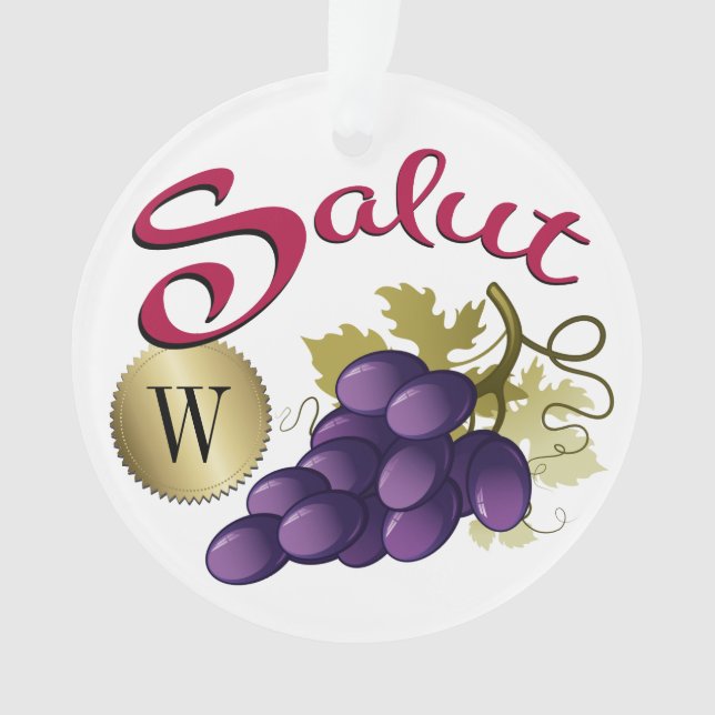 Salut Wine Monogram Ornament (Vorderseite)