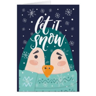 Salutation de Noël de pingouin moderne "Let it Sno