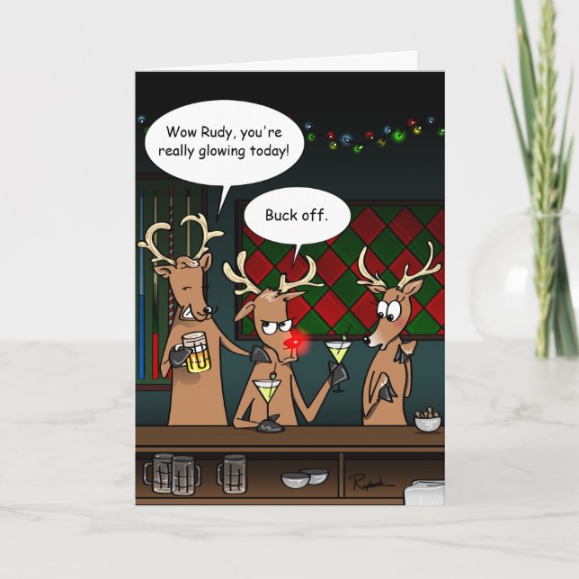 Salutation de vacances amusante | Cartes Noël Rudo (Devant)