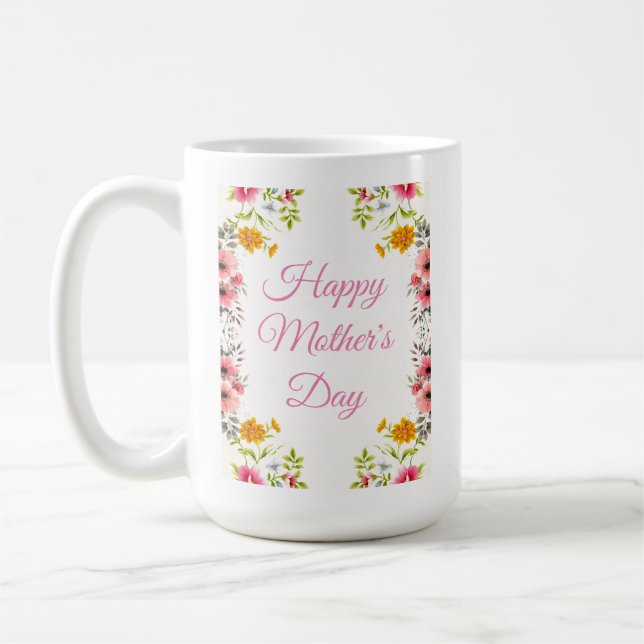 Salutation sur 2-Sides Floral Mother's Day Mug (Gauche)