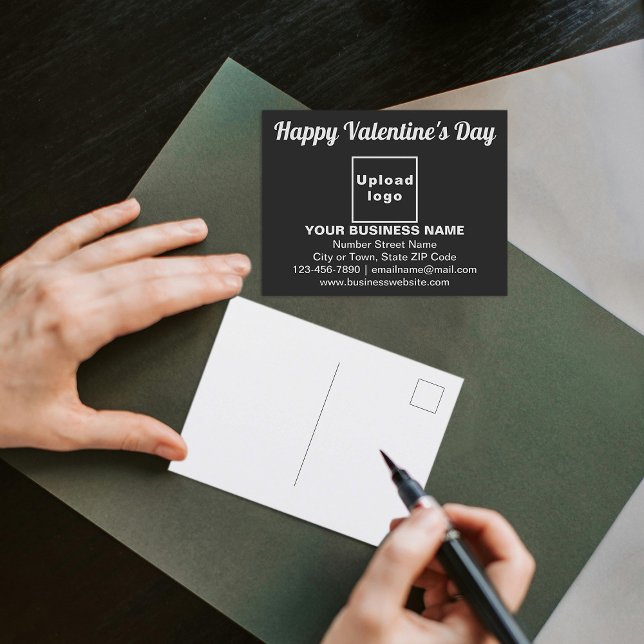 Salutation Valentine affaires sur carte postale no (Business brand with Valentine greeting on black postcard to advertise your business.)