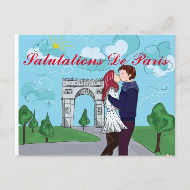 SALUTATIONEN DE PARIS FRANZÖSISCH POSTKARTE (Vorderseite)