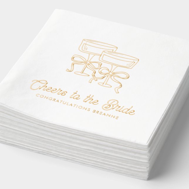 Salutations à la mariée Coquette Bow Gold Foil Nap (Détail)
