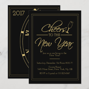 Salutations au Nouvel An, Elegant Gold Invitation