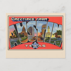 Salutations d'Austin Texas Carte postale à grandes