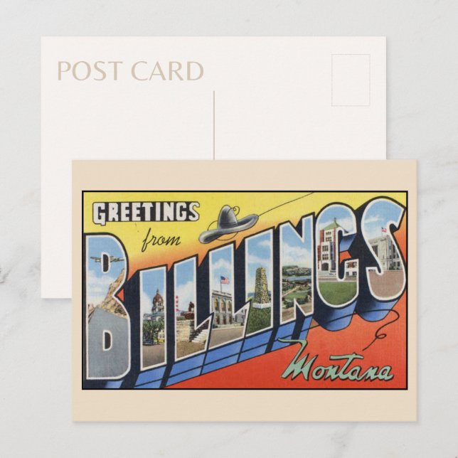 Salutations de Billings Montana Carte postale (Devant / Derrière)