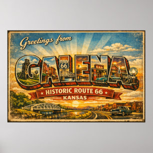 Salutations de Galena Kansas Route 66 Affiche