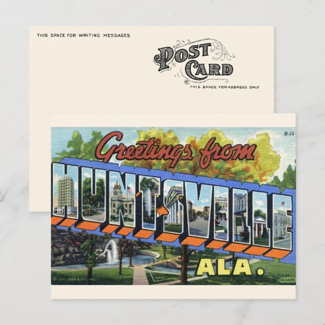 Salutations de Huntsville, AL Carte postale (Devant / Derrière)