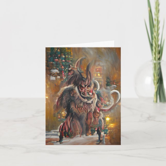 Salutations de Krampus, carte pliée 4" x 5.6" (Devant)