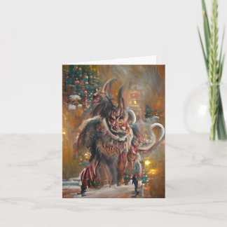 Salutations de Krampus, carte pliée 4" x 5.6"