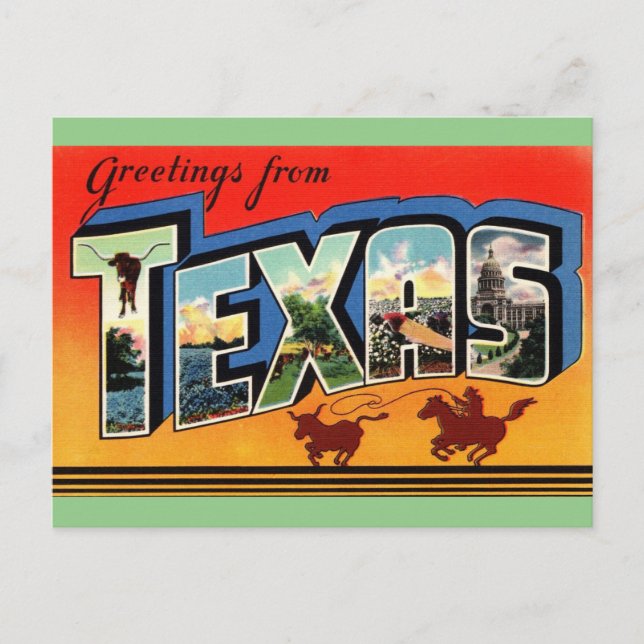 Salutations de la carte postale de voyage du Texas (Devant)