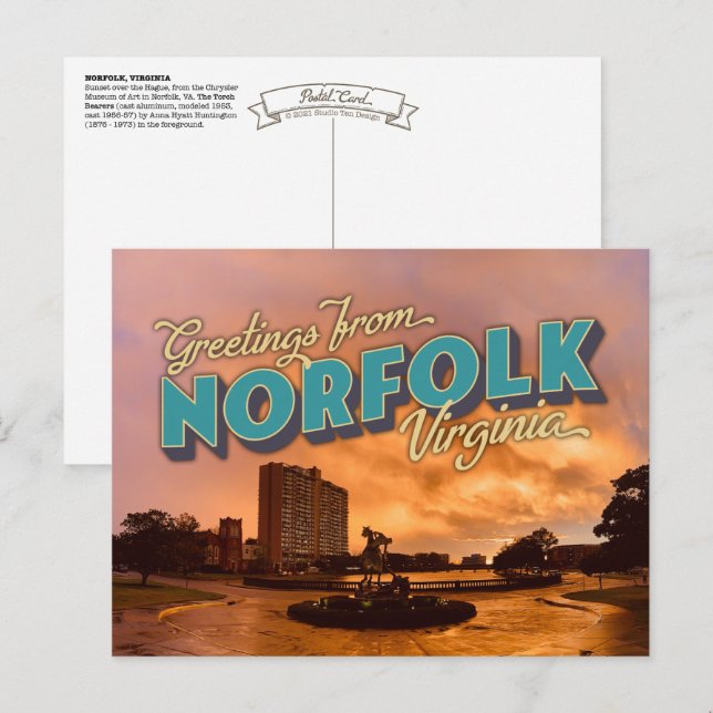 Salutations de Norfolk, VA Carte postale (Devant / Derrière)