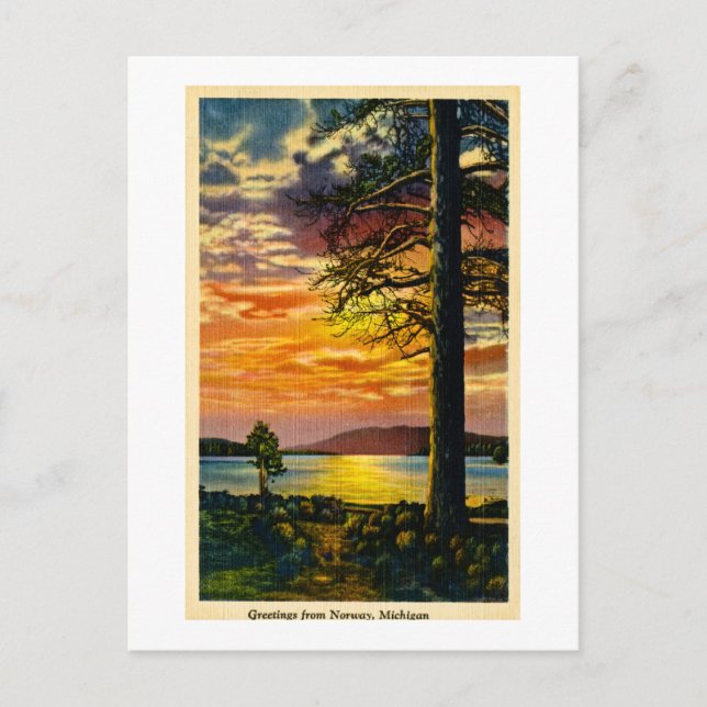 Salutations de Norvège, Michigan - Carte postale V (Devant)