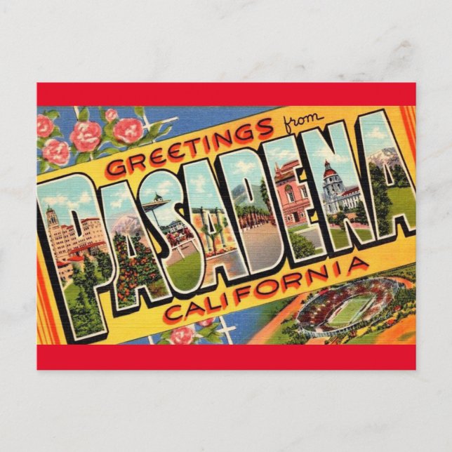 Salutations de Pasadena California Travel Carte Po (Devant)